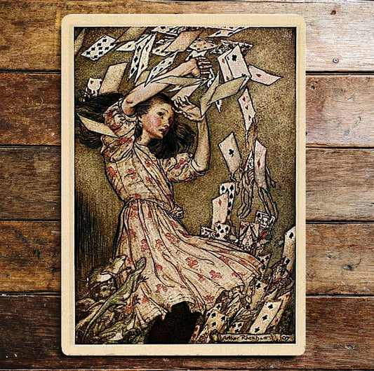 Alice in wonderland Vintage Book Page Art | Metal Sign