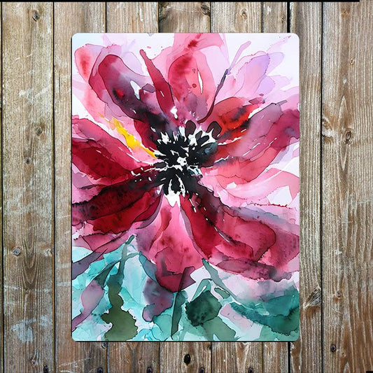 Vibrant Tropical Flower | Watercolour | Metal Sign Plaque