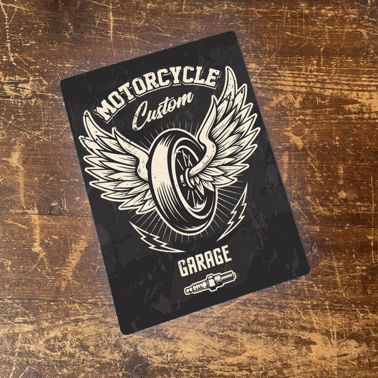 motorcycle custom garage | Metal Retro Wall Sign