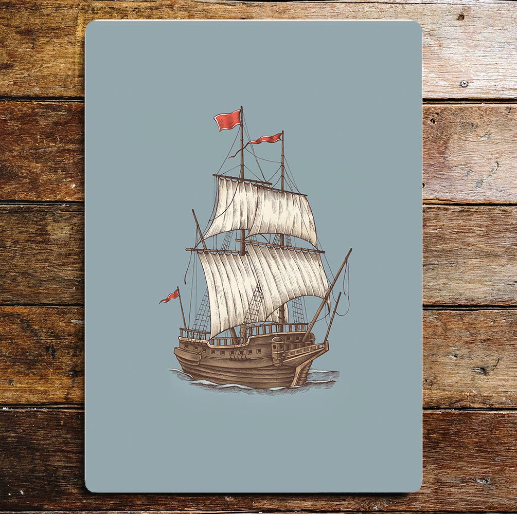 Ship Galleon Sales flags Sea Pirates Metal Sign Plaque