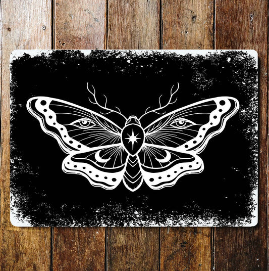 butterfly with moon abstract | Metal Wall Sign Plaque