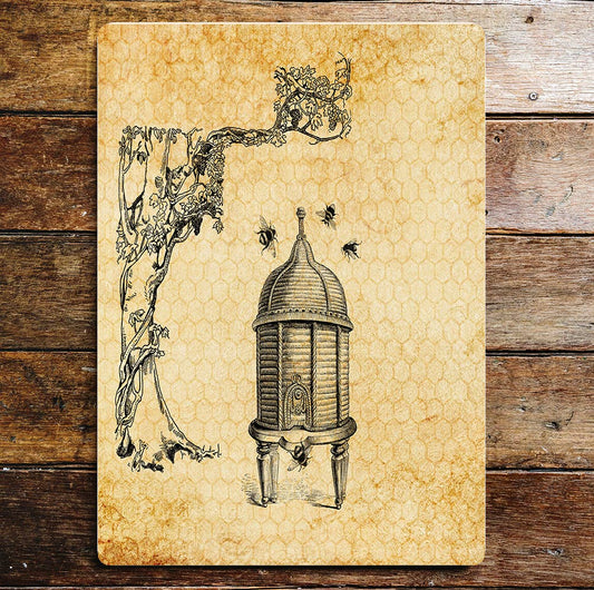 Bee Hive Bees Tree Honeycomb | Metal Sign Plaque