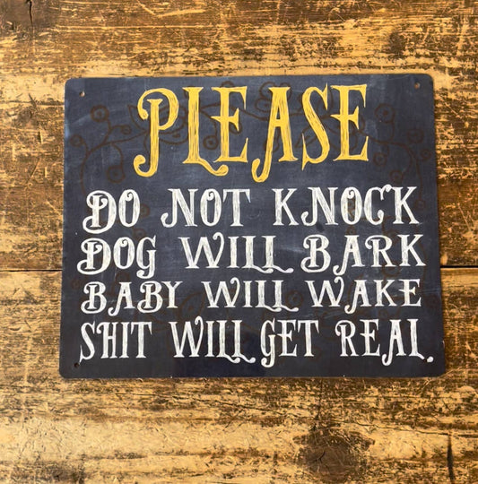 Door House Sign Please do not knock | Metal Sign