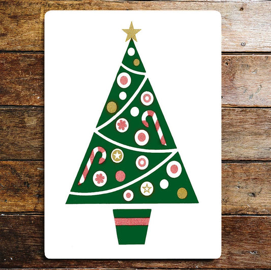 Triangle Christmas Tree Baubles Candy  | Metal Sign Plaque