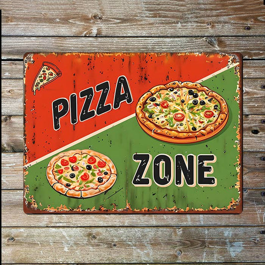 Vintage Pizza Zone | Italy Italian | Metal Sign Plaque