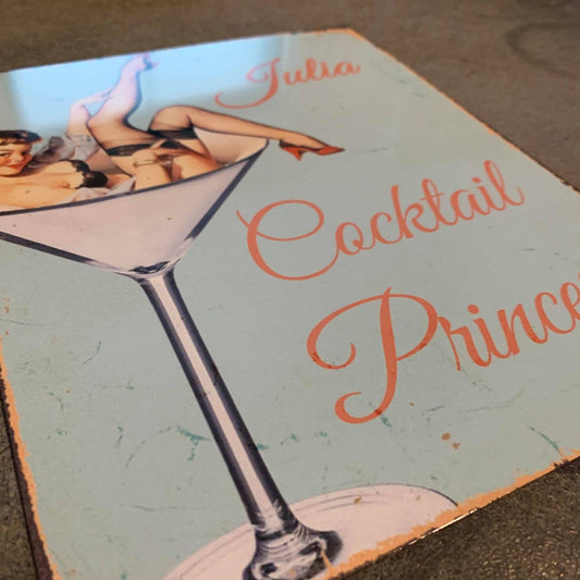 Personalised Cocktail Princess Metal Humour Wall Sign