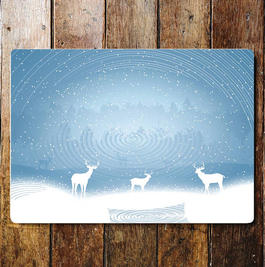 Reindeer Christmas Winter Metal Sign Plaque