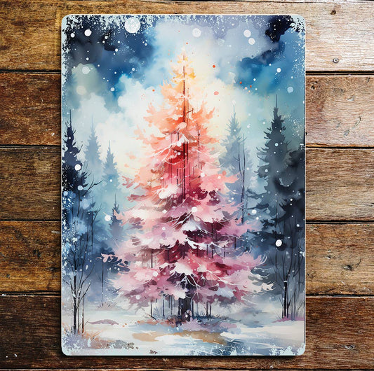 Mystic Christmas Tree Art Decorations | Metal Sign Plaque