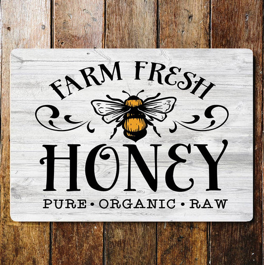 Bee Fresh Farm Honey Pure Organic Raw | Metal Sign Plaque
