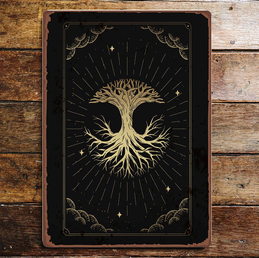 tarot card tree of life spiritual Metal Wall Sign Plaque