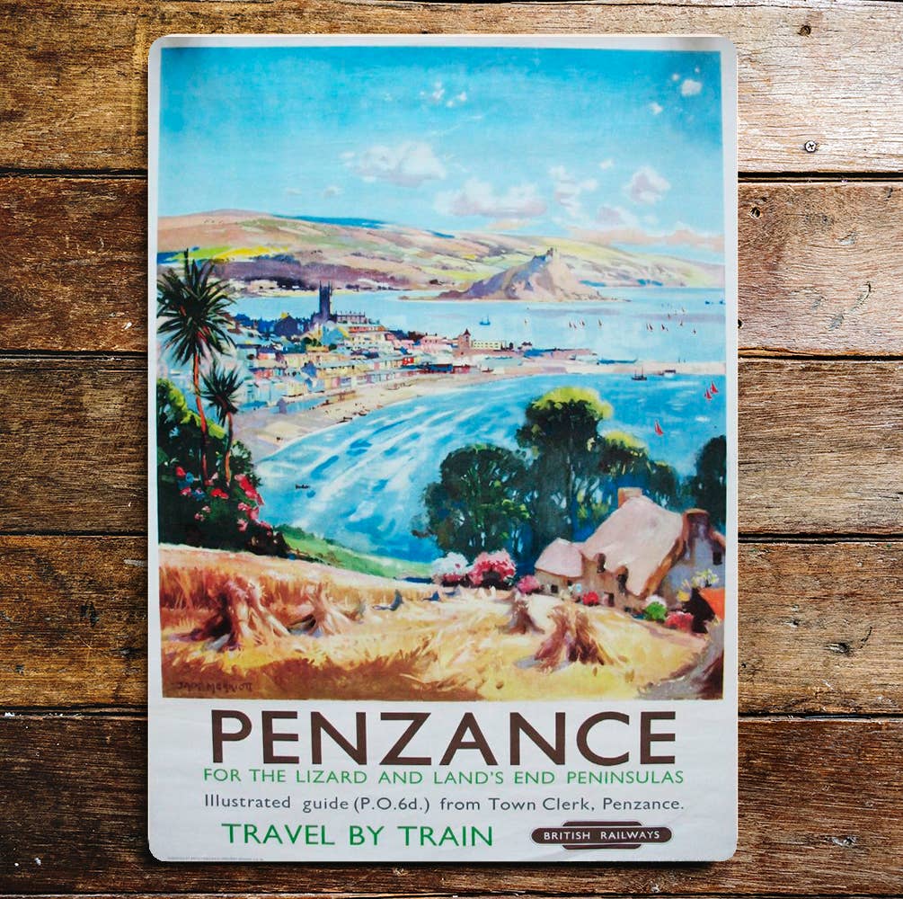 Penzance Travel By Train British Railways Metal Sign