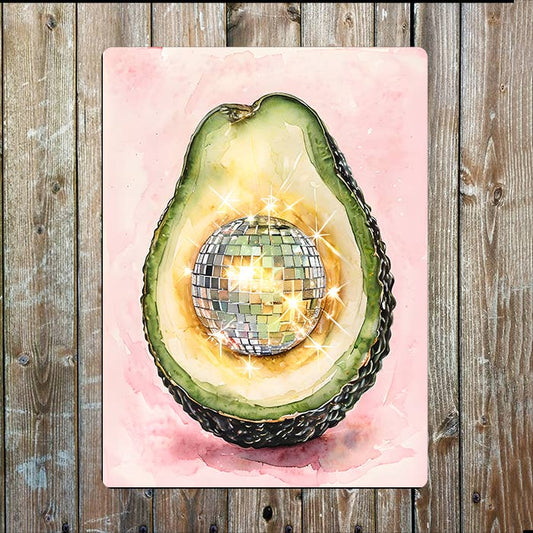 Avocado With Disco Ball | Kitchen | Metal Sign Plaque
