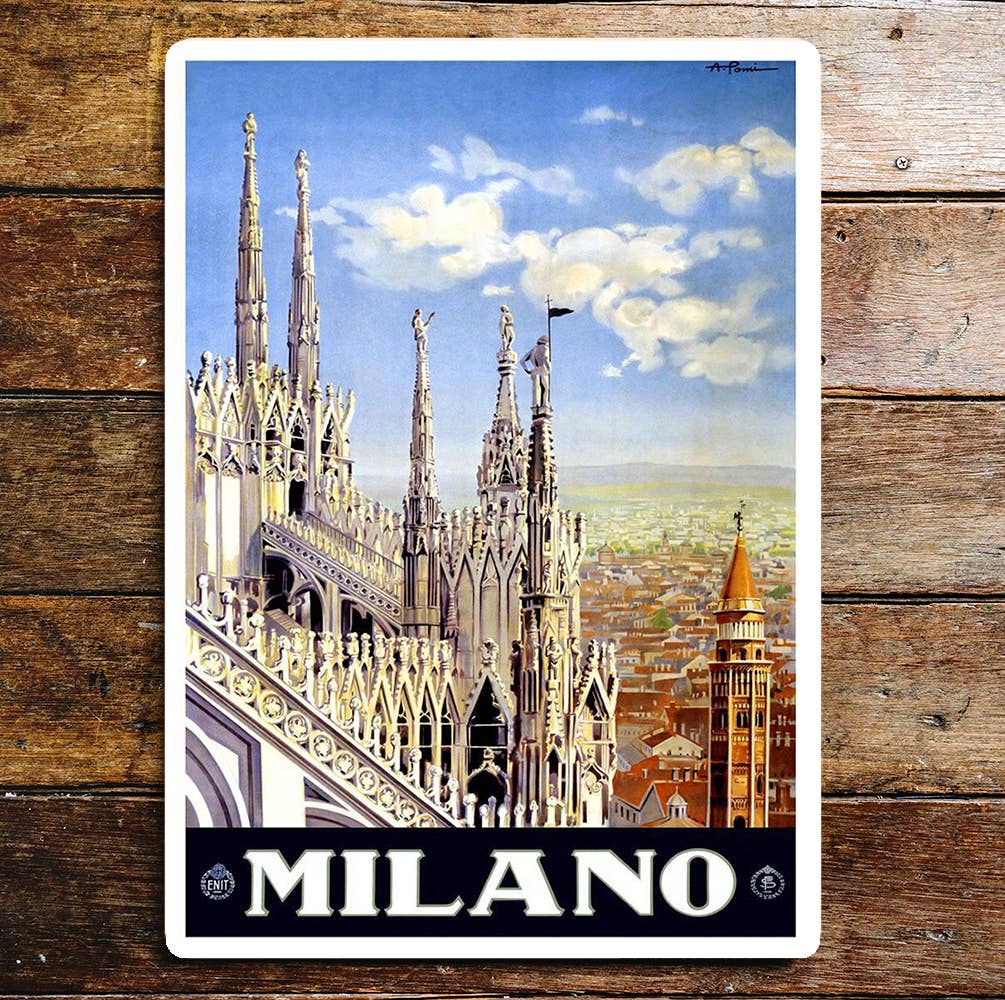 Milano Italy | Metal Wall Sign Plaque