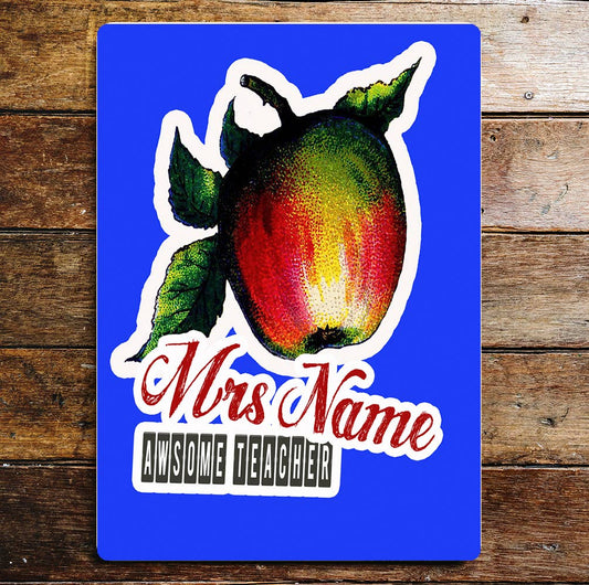 Personalize Awesome Teacher Apples Metal Wall Sign