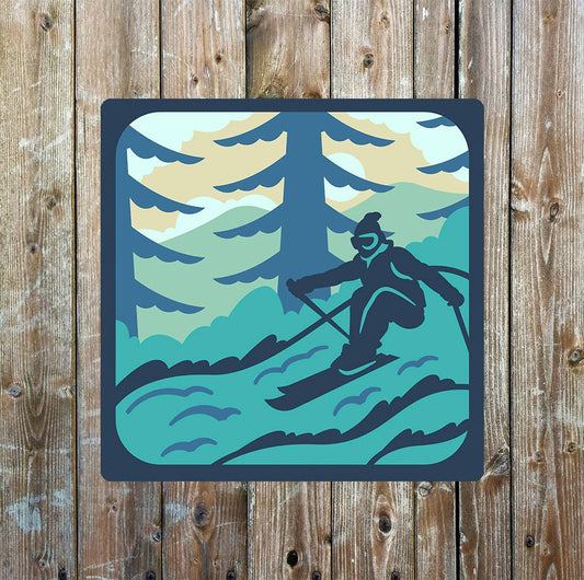 Ice Skiing winter | Metal Sign Plaque Square