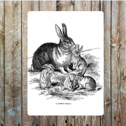 Rabbit and kits art Metal Sign Plaque