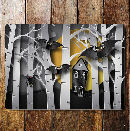 Bat Halloween trees | Metal Wall Sign Plaque