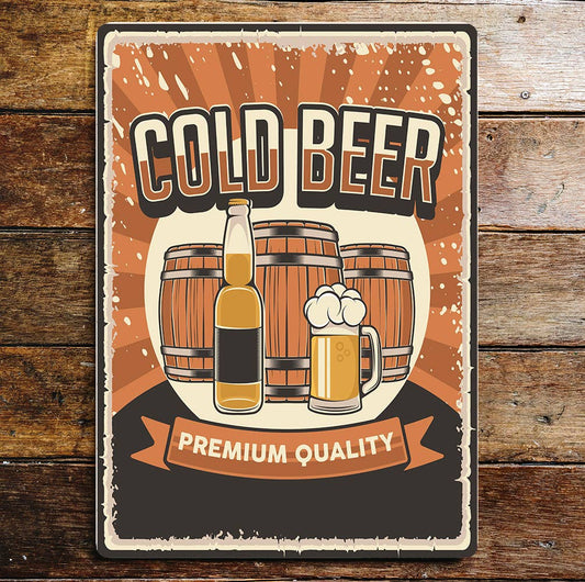 Cold Beer Premium Quality | Metal Wall Sign