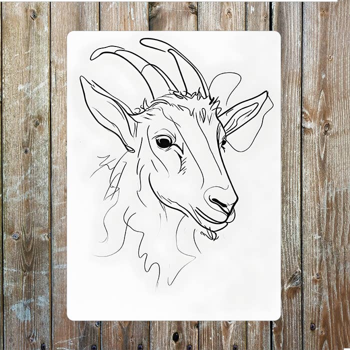 Line Drawing Of A Goat Face Farm | Metal Sign Plaque