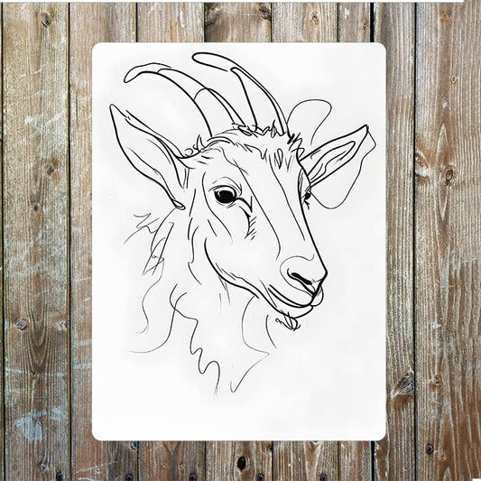Line Drawing Of A Goat Face Farm | Metal Sign Plaque