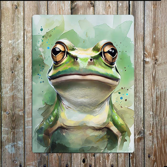 Vibrant Frog Illustration | Watercolour | Metal Sign Plaque
