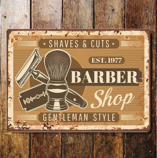Retro Barber Shop Gentleman Metal Vintage Wall Sign