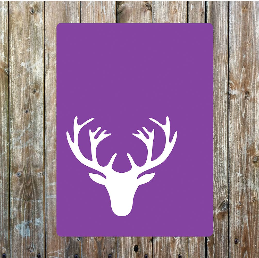 Stag, deer, animal, purple Metal Sign Plaque