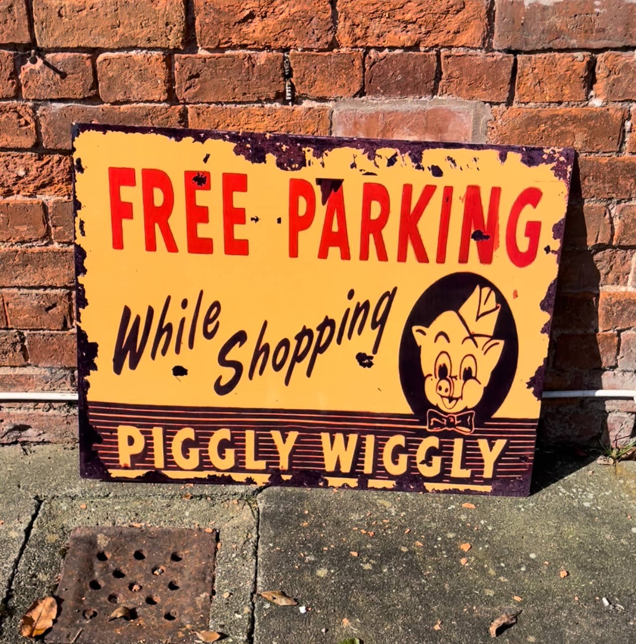 Piggly Wiggly Free Parking Metal Advertising Wall Sign