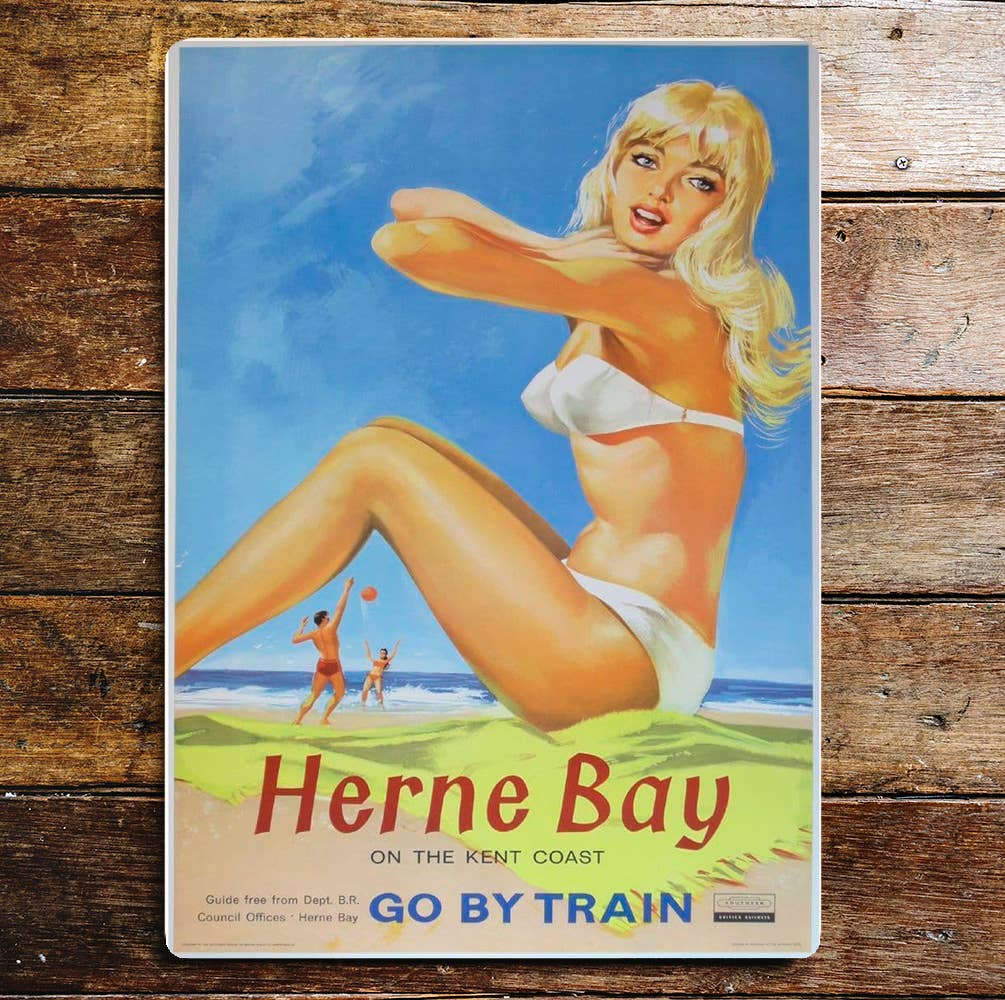 Herne Bay Go By Train | Metal Travel Wall Sign