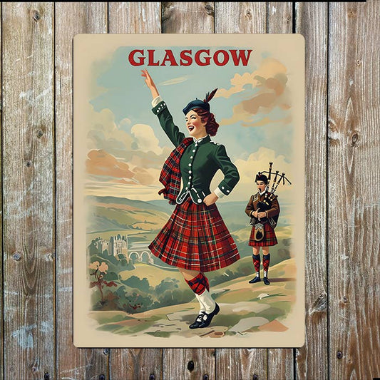 Vintage Glasgow | Scottish Scotland | Metal Sign Plaque