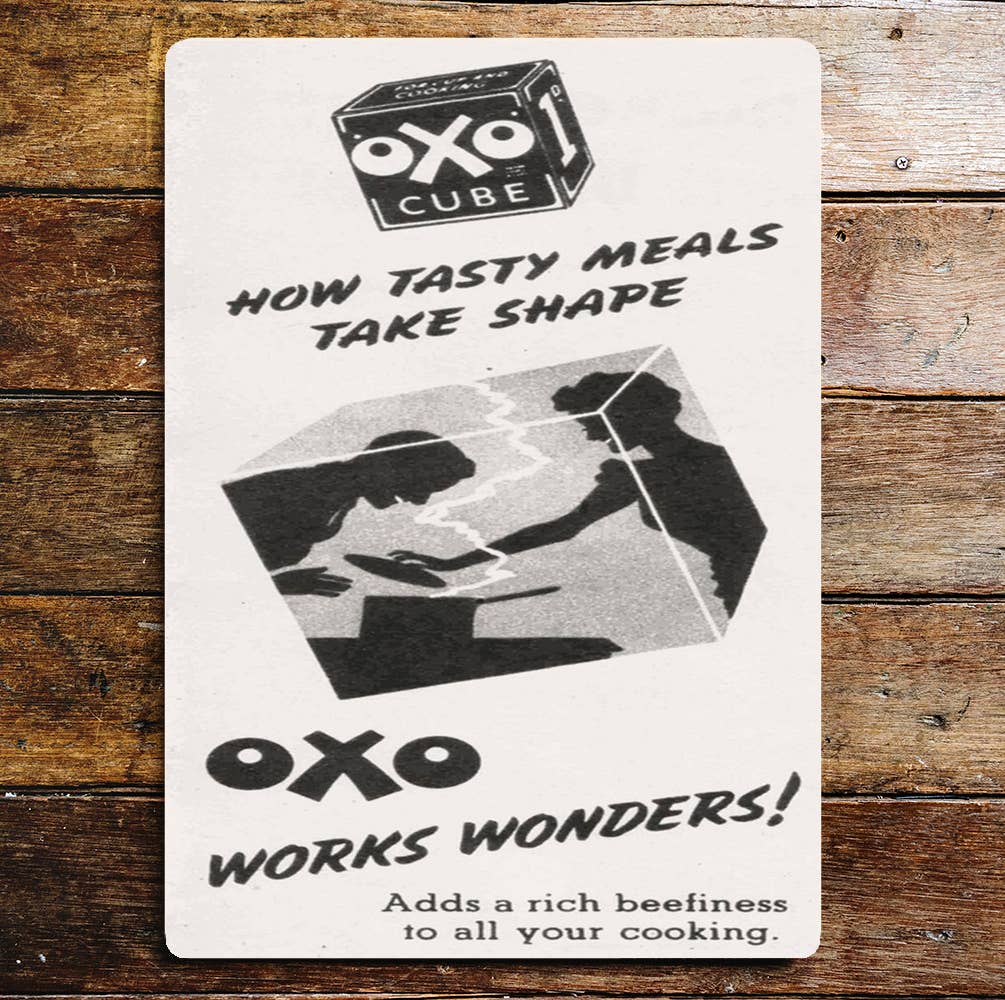 Oxo Cube Works Wonders Metal Advertising Wall Sign