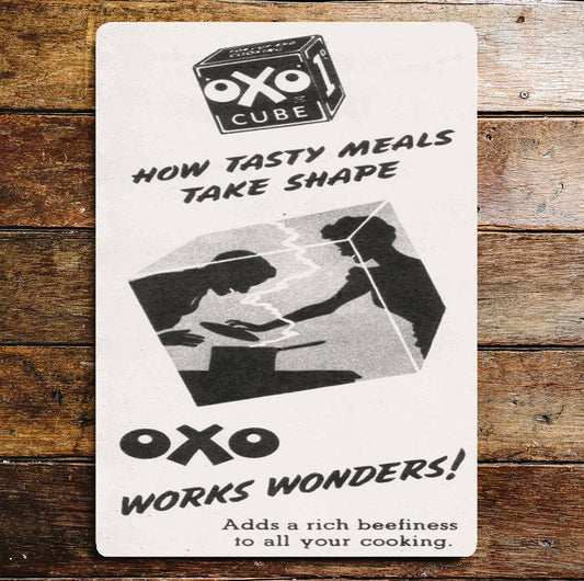 Oxo Cube Works Wonders Metal Advertising Wall Sign