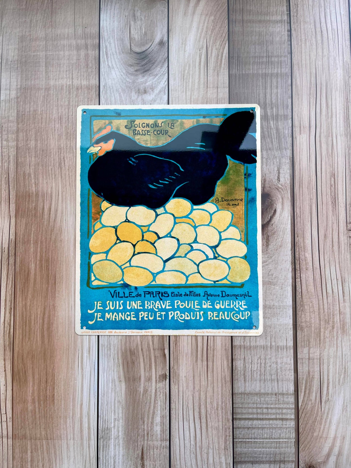 French Hen Chicken World War | Metal Sign