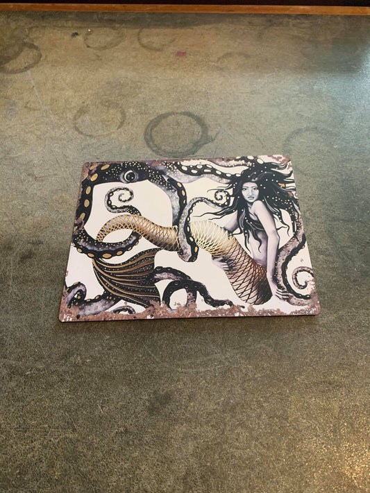 Mermaid Octopus | Metal Sign Plaque Sea Bathroom