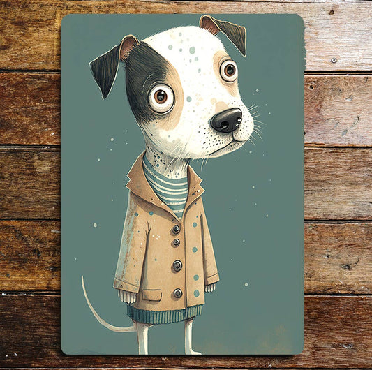 Dog Portrait Cute Funny Coat Big Eyes | Metal Sign Plaque