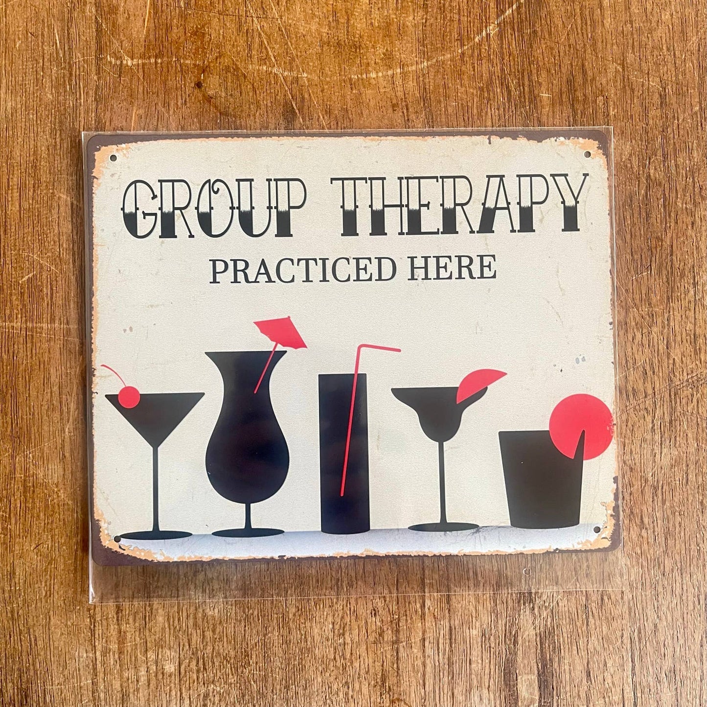 group Therapy Practiced here Bar Tin Sign | Metal Sign Plaque