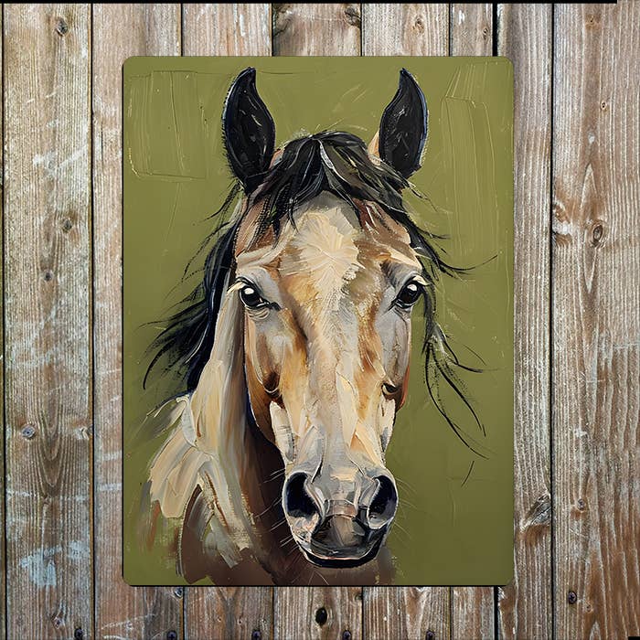 Painting Style of Horse's Head Metal Sign Plaque