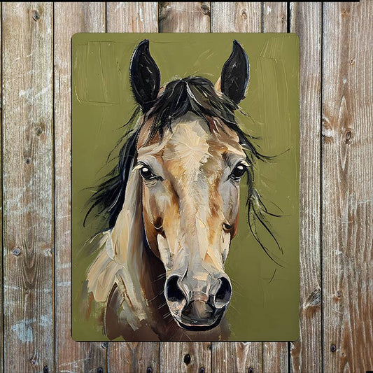 Painting Style of Horse's Head Metal Sign Plaque
