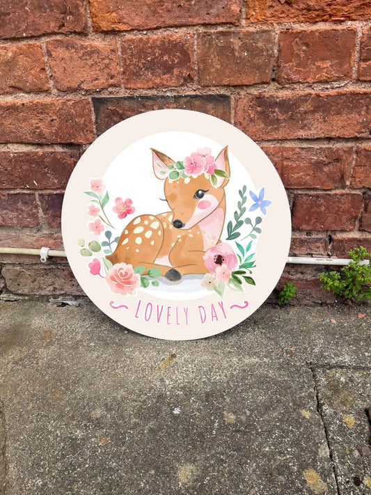 Watercolour Animals Lovely Day Circle Metal Sign
