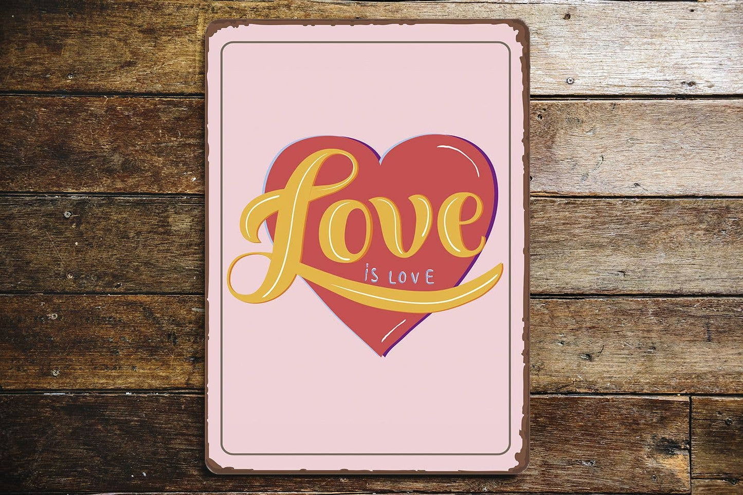 Love Pink Heart | Metal Sign Plaque