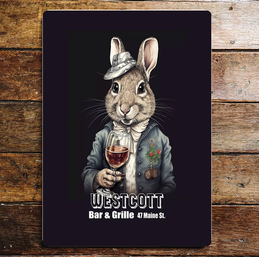 Rabbit Bar and Grille Art Metal Sign Plaque