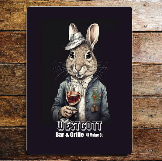 Rabbit Bar and Grille Art Metal Sign Plaque