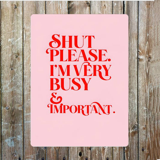 Shut Please i'm very Busy & important Metal Sign Plaque