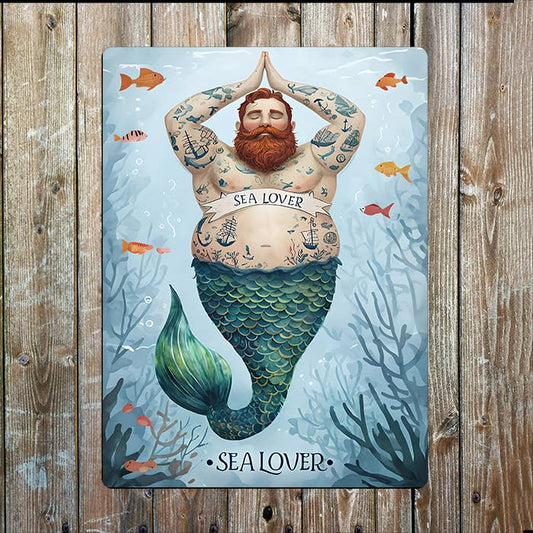Merman Mermaid Tattoo Sea Lover Nautical | Metal Sign Plaque