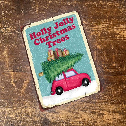 Holly Jolly Christmas tree | Metal Vintage Wall Sign