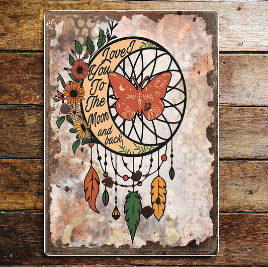 Love to moon and back motivational art | Metal Wall Sign