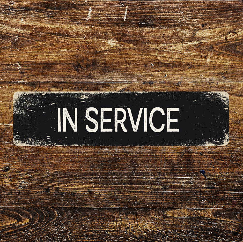 In Service Metal Long Sign Plaque