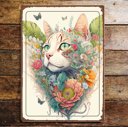 Nature Cat Art | Metal Sign Plaque