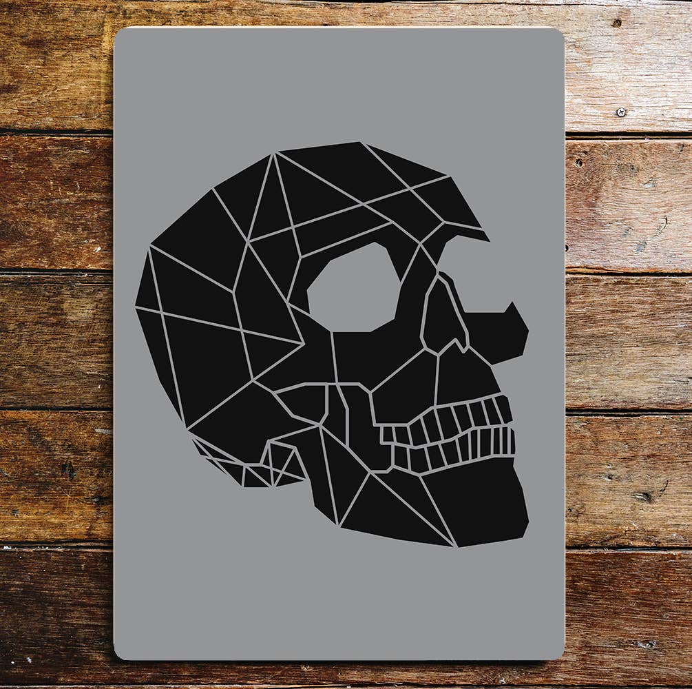 Skull Pieces Black Metal Wall Sign