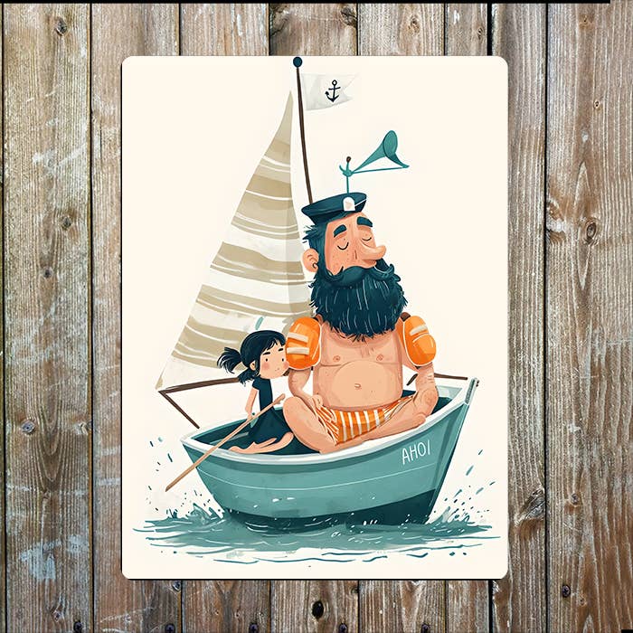 Sailor with girk booat Nautical Metal Sign Plaque